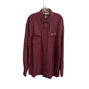 Southern Legends Mens Long Sleeve Burgundy Button-Up Shirt Size XL